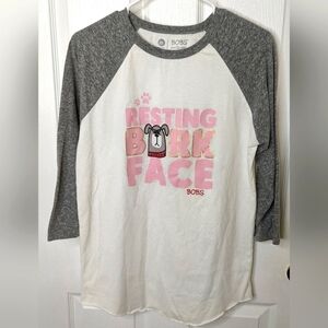 BOBS from SKECHERS Resting Bark Face BASEBALL TEE SHIRT Size Medium